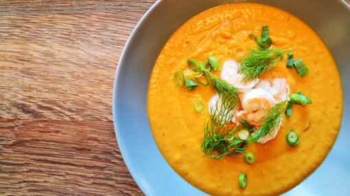 Sødkartoffelsuppe med rejer fra GastroUlven