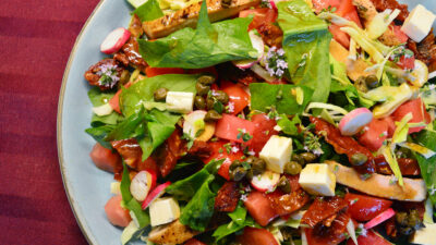 Vandmelon salat med koteletter - salater fra GastroUlven
